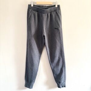 Puma Heather Grey Sweatpants with Logo & Cuffed Ankles